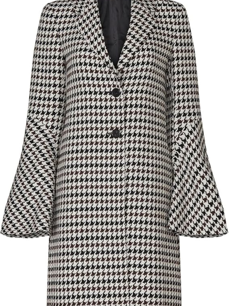 Rtr X Derek Lam Collective Bell Sleeve Houstooth Coat Sz 44 (Sz 8)